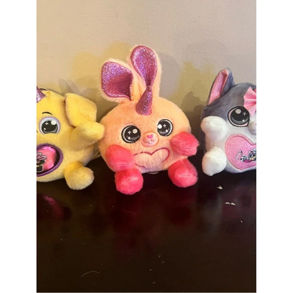 Plush Pink Bunny Small rainbowcorns Soft Sparkle Ears set of 3